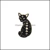 Pinsbrooches smycken måne svart katt emalj broscher stift för kvinnliga modeklänning skjorta demin metall brosch pins märken marknadsföring dhx2l