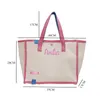 Personalized Fashion Contrast Canvas Bag Ladies Handbag Custom Embroidery Art Canvas Shopping Shoulder Bag Logo Gift