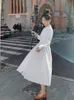 Robes décontractées robe blanche pour femmes 2022 Automne Automne à manches longues Single Poit