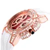 Neue Hip Hop Uhren Herren Luxusmarke Epic x Series Rose Gold Baguette Diamond Aaa White Rubber Chrono Red Male Watch