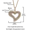 14K Gold Iced Out Big Size Holle Hart Hanger Ketting Bling Micro Pave Cubic Zirconia Gesimuleerde Diamanten Icy Heart Cubaanse Ketting