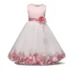 Flower Girl Dress with Flowers Ribbons for s Wedding Ceremonious Dresses Children Birthday Party Ball Gown Kid Clothing 220422