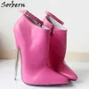 Sorbern Customized Ankle Boots For Women Real Image Metal Thin Heels 18CM Side Zipper Unisex Party