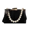 Evening Bags Ruched Fashion Lady Evening Bags Pearl Diamonds Chain Handbags Pu Ladies Design Holder Wedding Messenger 220321