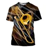 Jazz T-Shirt 3D-Druck Sax Gitarre Klarinette Herren T-Shirt Klassische Musikinstrumente Kurzarm Hip Hop Casual Tee 220706