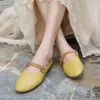 Women's slippers 2022 summer style literary temperament flat bottomed versatile soft bottomed cool slippers leather back empty word half support