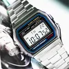 Zegarek luksusowy zespół stalowy f91w zegarek retro prowadzony przez cyfrowy sportowy zegar elektroniczny