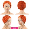 Lace Wigs Retro Wig Pixie Cut Human Hair Short Wave Bob vooraf geplukt voor vrouwen t Deel Brown Hoogtepunt