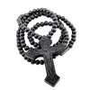 Pendant Necklaces Original Hip Hop Wood Cross Necklace For Men Colares Long Beads Chain Jesus Male Rock Jewelry GiftPendant