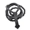 Pendentif Colliers Original Hip Hop Bois Croix Collier Pour Hommes Colares Longues Perles Chaîne Jésus Mâle Rock Bijoux GiftPendant