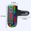 Car F7 Charger Bluetooth FM Transmitter Dual USB Quick Charging Type C PD Ports Adjustable Colorful Atmosphere Lights Handsfree Audio