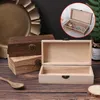 Storage Boxes & Bins 10 6cm Retro Jewelry Box Desktop Natural Wood Clamshell Handcrafted Decoration Wooden Postcard Gift BoxStorage