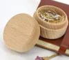 Boîte à bijoux en bois de hêtre Petite boîte de rangement ronde Bague rétro vintage pour mariage Caisse en bois naturel Organisateur Conteneur BBA13013
