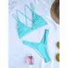 Micro Bikini 2022 Donne Sexy Costume Da Bagno Solido Costumi Da Bagno Femminile Brasiliano Ruffle Fasciatura Bagnante Bikini Set Costume Da Bagno Y220420