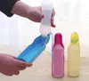 Botella de agua para perros de 500ml, botella de agua portátil de plástico para mascotas, cuenco alimentador de agua potable para viajes al aire libre, plegable