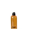 Bouteille d'emballage vide en plastique brun transparent épaule ronde PET noir couleur couvercle rabattable emballage cosmétique rechargeable bouteilles de toner 100 ml 200 ml 300 ml