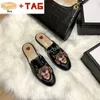 Diseñador de mujer zapatillas de moda sandalias con caja Princetown Leather Horsebit slide mult zapatillas planas blanco negro gatos tigre flor lujo verano playa sandalia