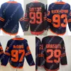 97 Koszulka Connor McDavid 99 Wayne Gretzky 29 Leon Draisaitl 93 Ryan Nugent-Hopkins 91 Evander Kane 36 Jack Campbell Koszulki hokejowe Pomarańczowo-biało-granatowy Królewskie szwy