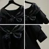 Blusas femininas camisas sexy blush feminina bow v collar de ombro largo de manga de morcego solta camisa elegante de streetwear ladywear