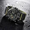 Mens Quartz Digital Watch Duoble Scale Stainless Steel Military Sports Analog Wristwatch Fashion Nylon Strap