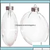 Décorations de Noël Fournitures de fête de fête Home Garden DIY Paintable Clear Décoration 80mm Ornement de disque de verre avec capuchon en argent Drop Delive