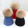 Beanie/Skull Caps vintermärke kvinnlig päls pom poms hatt för kvinnor flickas stickade mössa mössa tjocka skallies beaniesbeanie/skalle elob22