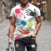 T-shirt Femme Été 3D Personnalité Design Créatif Couleur Unie Impression Surdimensionné Lâche FashionTrend Col Rond Haut HommesFemmes
