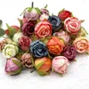 20Pcs Faux Autumn Rose Flower Head Simulation Round Oil Painting Rosa for Wedding Home Decorative Artificial Flowers