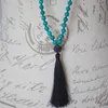 Ketens t-urquoise mala tassel ketting lange hand geknoopte sieraden gebed kralen japa voor damesen sidn22