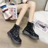 Boots Women's Bling Platform Snow Winter New Stylish Chic Point Lace-up Short Pl 220815