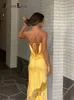Jacqueline Sleeveless Bodycon Midi in pizzo Vesto satinato Club senza spalla spalla abiti eleganti sexy per donne estate 220613