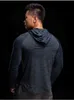 秋の冬のメンフィットネスシャツジム服Tシャツクイック乾燥ランニングボディービルラッシュガード男性パーカーL220704
