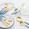 24Pcs Gold Dinnerware Sets Cutlery-Set Tableware-Set 410 Stainless Steel Flatware Western Silverware Kitchen Knife Spoon Fork Dinner Set seaway T9I001896