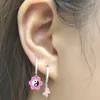 Aidangola del lampadario a pennello 925 Sterling Silver Fashion Yin Yang Pattern Orecchini a sospensione 2022 Trend Pink smalta Pink Butterfly Charm Earningsd