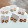 Stud AOMU Simple Amber Beige Transparent Resin Oval Square Earrings Irregular Geometric Texture Hollow Small For Women Moni22