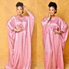 Robes décontractées TSXT 2022 Style africain Femmes Imprimer 2 couleurs Robe longue en soie Jacquard Lady O-Cou Batwing Manches Ceinture Robe de grande taille