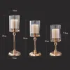 Retro Metal Candle Holders Creative Glass Candlestick Crafts Wedding Holiday Party Dostawy Candelabrum Dekoracja domu ozdoby TT0116