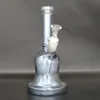 8,9 tum grå tjock glas metallisk bong tobak rökning vattenrör hookah bägare
