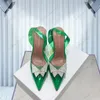 Amina Muaddi Womens sandals leather sole designer high heels 10cm crystal butterfly diamond chain decoration banquet women Blue PVC wedding sexy formal shoes