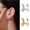 Boucles d'oreilles Clip-on Vis Back Double Couche Clip Sur Boucles D'oreilles Coréenne Or Argent Couleur Cristal Sans Piercing Pour Les Femmes Oreille Poignets Bijoux