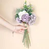 Ghirlande di fiori decorativi LuanQI Ventaglio viola verde Bouquet di ortensie Fiori misti artificiali Peonia finta di seta per la decorazione domestica di nozzeDe