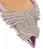 Estate di marca di lusso Gatsby Sandali scarpe per le donne Slingback Décolleté Turbinii di cristallo Puntali in PVC Punta a punta Lady Tacchi alti EU35-42