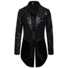 Sequin Long Jacket Blazer Men Swallowtailed Coat Stage Magician Wedding Groom Suit Tuxedo Hombre Masculino 220409