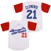 XFLSP Santurce Crabbers Puerto Rico Jersey 21 Roberto Clemente 100 % 스티치 영화 야구 유니폼 블랙 화이트 크림 S-XXXL