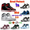 1 1s sapatos de basquete Mid Chicago 2020 Meados Multi Patente Homens Mulheres Sneakers Se Branco Preto Vermelho Laser Laranja Treinadores Pretos Chaveiro