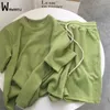 Green Design Basic Sleeve Loose Tops Tracksuit Women Solid Shorts Pant Outfits Summer Conjunto De Dos Piezas De Moda Para Mujer 0621