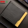 Wallets PU Leather Wallet Patchwork Trifold Cards Holder Fashion Men Small Money PurseWallets