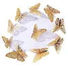 Gold Butterflies Decorações Adesivo 12pcs/lote 3D Decalques de borboletas ocas decalques DIY Decoração mural removível Diy