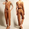 Celmia Kobiety Jumpsuits Summer Plus Vintage Romper Romper Casual Sleveless Playsuits Bodysuits 220714
