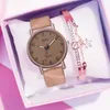 Wristwatches Women Arabic Numbers Wrist Watches Casual Luxury Leather Quartz Bracelet Set Gift Clock Relogio FemininoWristwatches